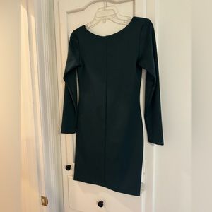 Amanda Uprichard emerald green exposed zipper mini long sleeve dress